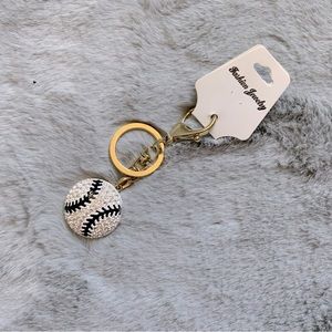 Basket ball key chain with black and white studs